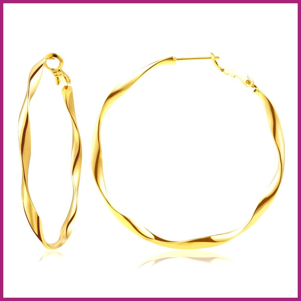 24K Gold Plated Hoop Earrings with Sterling Silver Post Hypoallergenic